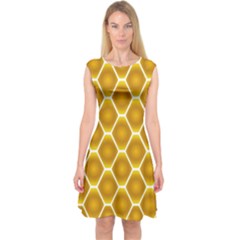 Snake Abstract Pattern Capsleeve Midi Dress