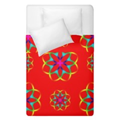 Rainbow Colors Geometric Circles Seamless Pattern On Red Background Duvet Cover Double Side (single Size)