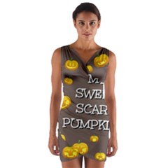 Hallowen My Sweet Scary Pumkins Wrap Front Bodycon Dress