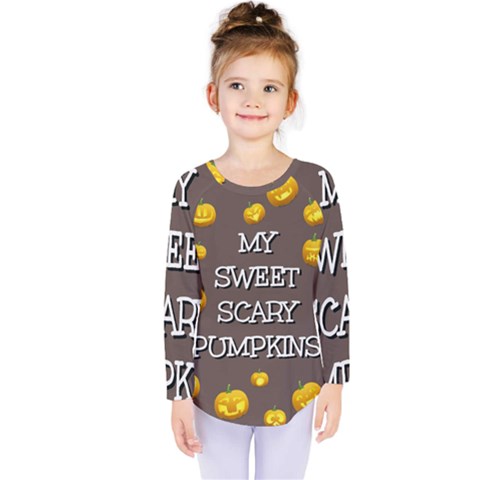 Hallowen My Sweet Scary Pumkins Kids  Long Sleeve Tee by BangZart