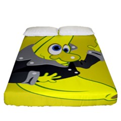 Funny Cartoon Punk Banana Illustration Fitted Sheet (queen Size) by BangZart