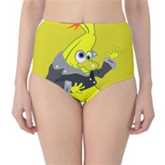 Funny Cartoon Punk Banana Illustration High-waist Bikini Bottoms