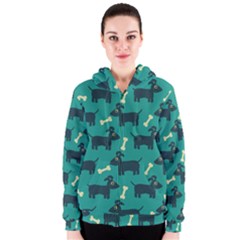 Happy Dogs Animals Pattern Women s Zipper Hoodie