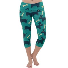 Happy Dogs Animals Pattern Capri Yoga Leggings