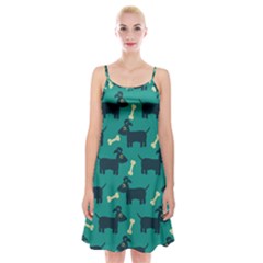 Happy Dogs Animals Pattern Spaghetti Strap Velvet Dress