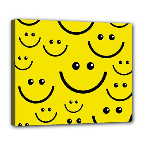 Digitally Created Yellow Happy Smile  Face Wallpaper Deluxe Canvas 24  X 20   by BangZart