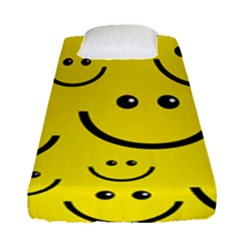 Digitally Created Yellow Happy Smile  Face Wallpaper Fitted Sheet (single Size)