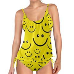 Digitally Created Yellow Happy Smile  Face Wallpaper Tankini by BangZart