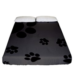 Dog Foodprint Paw Prints Seamless Background And Pattern Fitted Sheet (king Size)