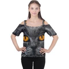 Cat Eyes Background Image Hypnosis Women s Cutout Shoulder Tee