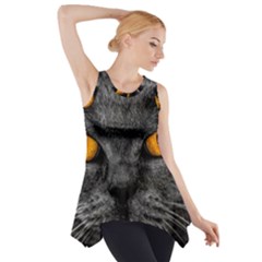 Cat Eyes Background Image Hypnosis Side Drop Tank Tunic