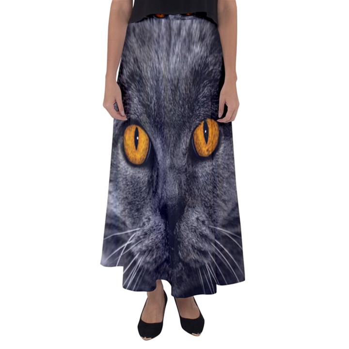 Cat Eyes Background Image Hypnosis Flared Maxi Skirt