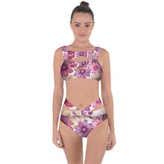 Flower Print Fabric Pattern Texture Bandaged Up Bikini Set  by BangZart