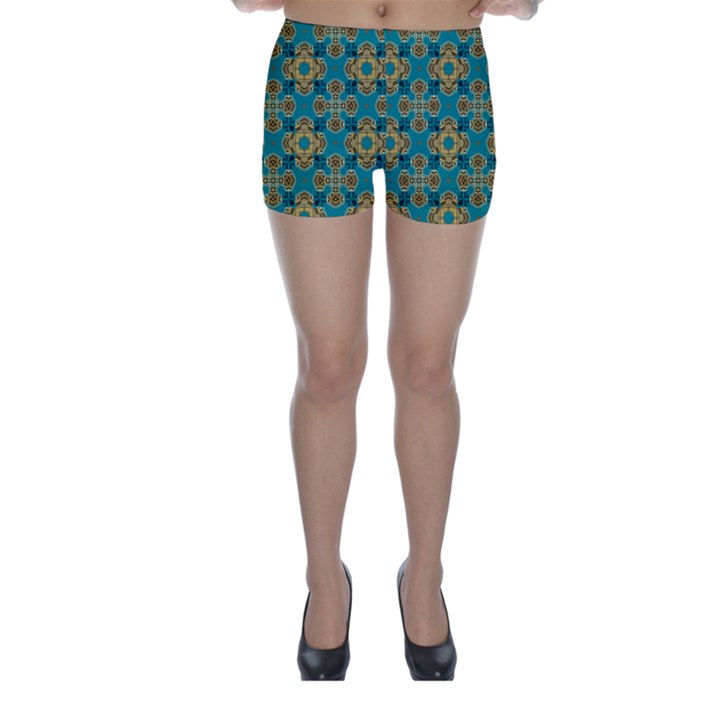 Vintage Pattern Unique Elegant Skinny Shorts