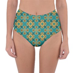 Vintage Pattern Unique Elegant Reversible High-waist Bikini Bottoms by BangZart