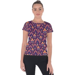 Abstract Background Floral Pattern Short Sleeve Sports Top  by BangZart
