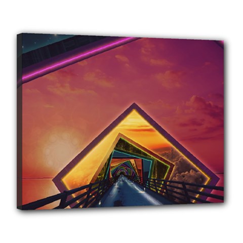 The Rainbow Bridge Of A Thousand Fractal Colors Canvas 20  X 16  by jayaprime