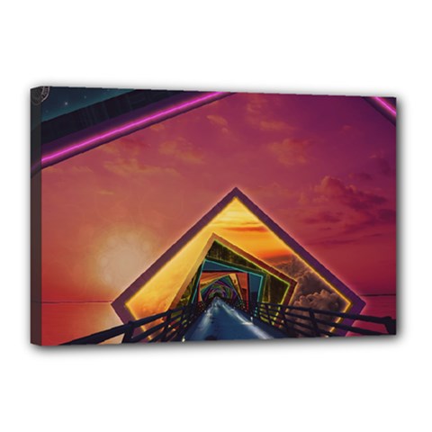 The Rainbow Bridge Of A Thousand Fractal Colors Canvas 18  X 12  by jayaprime