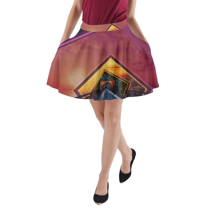 The Rainbow Bridge of a Thousand Fractal Colors A-Line Pocket Skirt