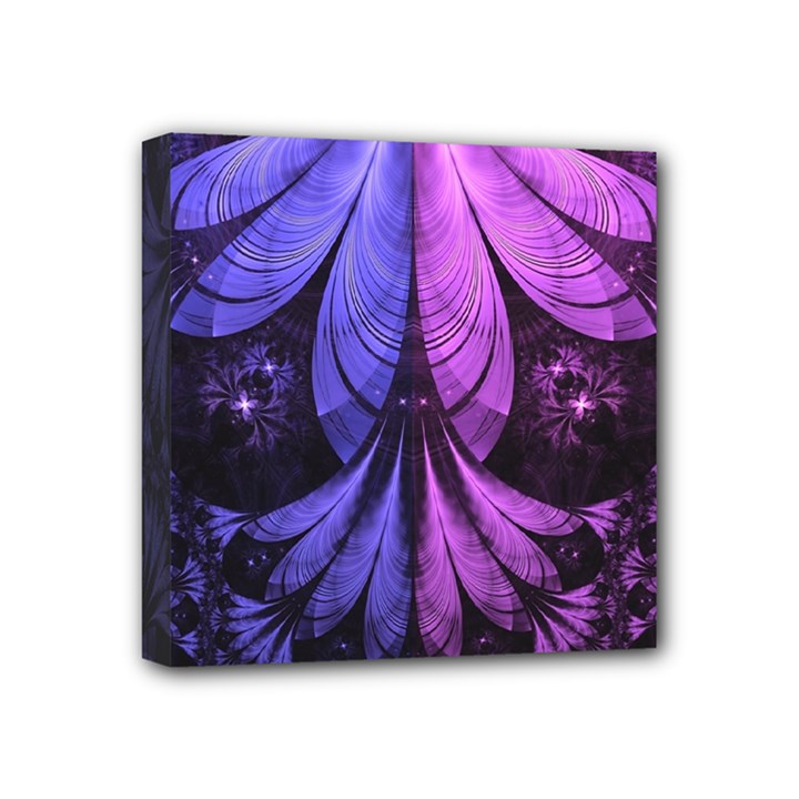 Beautiful Lilac Fractal Feathers of the Starling Mini Canvas 4  x 4 