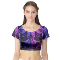 Beautiful Lilac Fractal Feathers Of The Starling Short Sleeve Crop Top (tight Fit) by jayaprime