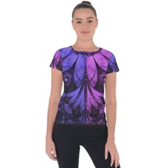 Beautiful Lilac Fractal Feathers Of The Starling Short Sleeve Sports Top  by jayaprime