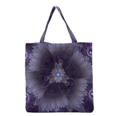 Amazing Fractal Triskelion Purple Passion Flower Grocery Tote Bag by jayaprime