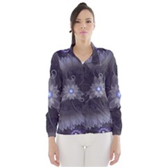 Amazing Fractal Triskelion Purple Passion Flower Wind Breaker (women) by jayaprime