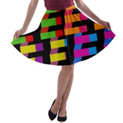 Colorful Rectangles And Squares                        A-line Skirt by LalyLauraFLM