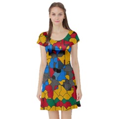 Stained Glass                        Short Sleeve Skater Dress by LalyLauraFLM