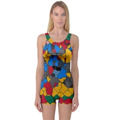 Stained Glass                        Women s Boyleg One Piece Swimsuit by LalyLauraFLM