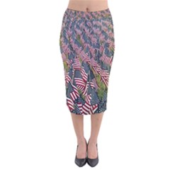 Repetition Retro Wallpaper Stripes Velvet Midi Pencil Skirt by BangZart