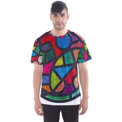 Stained Glass Color Texture Sacra Men s Sports Mesh Tee by BangZart