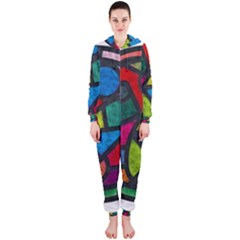 Stained Glass Color Texture Sacra Hooded Jumpsuit (ladies)  by BangZart