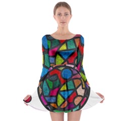 Stained Glass Color Texture Sacra Long Sleeve Skater Dress by BangZart