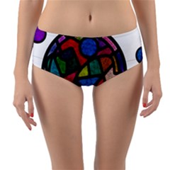 Stained Glass Color Texture Sacra Reversible Mid-waist Bikini Bottoms