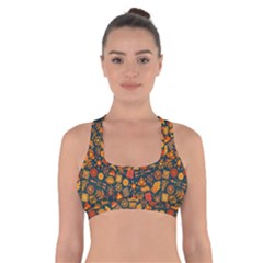 Pattern Background Ethnic Tribal Cross Back Sports Bra