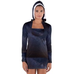Cosmos Dark Hd Wallpaper Milky Way Women s Long Sleeve Hooded T-shirt