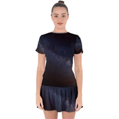 Cosmos Dark Hd Wallpaper Milky Way Drop Hem Mini Chiffon Dress by BangZart