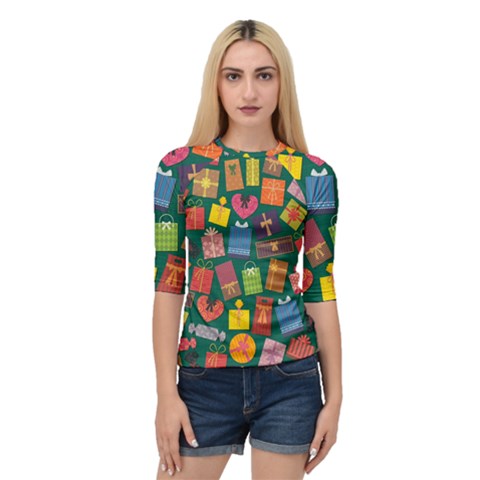 Presents Gifts Background Colorful Quarter Sleeve Tee by BangZart