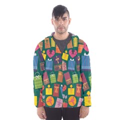 Presents Gifts Background Colorful Hooded Wind Breaker (men) by BangZart