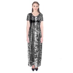 Birch Forest Trees Wood Natural Short Sleeve Maxi Dress