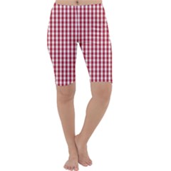 Usa Flag Red Blood Large Gingham Check Cropped Leggings  by PodArtist