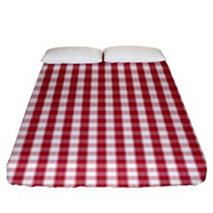 Usa Flag Red Blood Large Gingham Check Fitted Sheet (king Size)