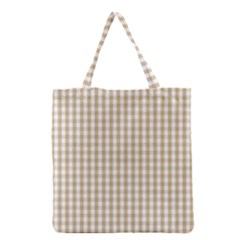 Christmas Gold Large Gingham Check Plaid Pattern Grocery Tote Bag by PodArtist