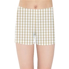 Christmas Gold Large Gingham Check Plaid Pattern Kids Sports Shorts by PodArtist