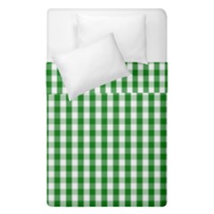 Christmas Green Velvet Large Gingham Check Plaid Pattern Duvet Cover Double Side (Single Size)