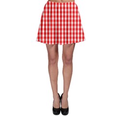 Christmas Red Velvet Large Gingham Check Plaid Pattern Skater Skirt