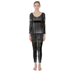 Alpine Hut Almhof Old Wood Grain Long Sleeve Catsuit