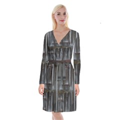 Alpine Hut Almhof Old Wood Grain Long Sleeve Velvet Front Wrap Dress by BangZart